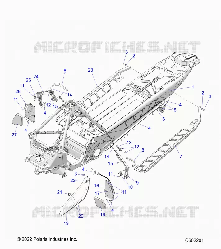 CHASSIS, PROTECTION D'EMBRAYAGE, FOOTRESTS, AND RUNNING BOARDS