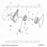 ENGINE, STATOR COVER AND FLYROUE