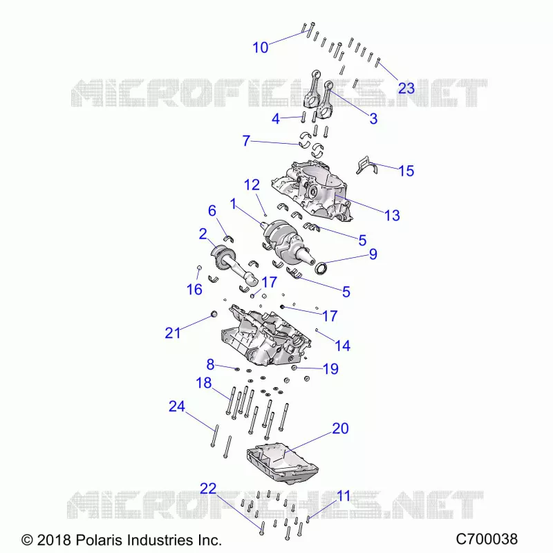 ENGINE, CRANKCASE AND VILEBREQUIN