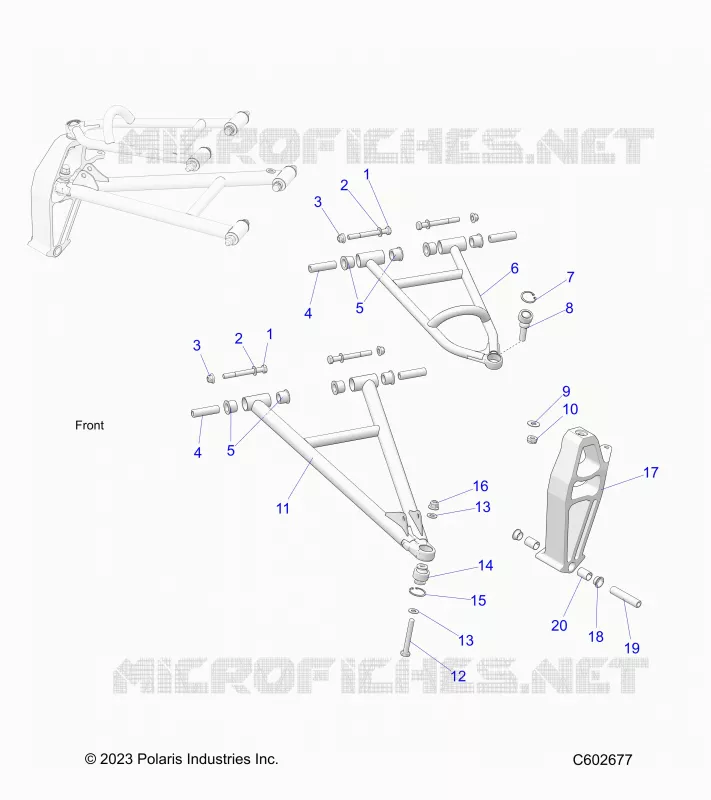 SUSPENSION AVANT, CONTROL ARMS AND SPINDLE