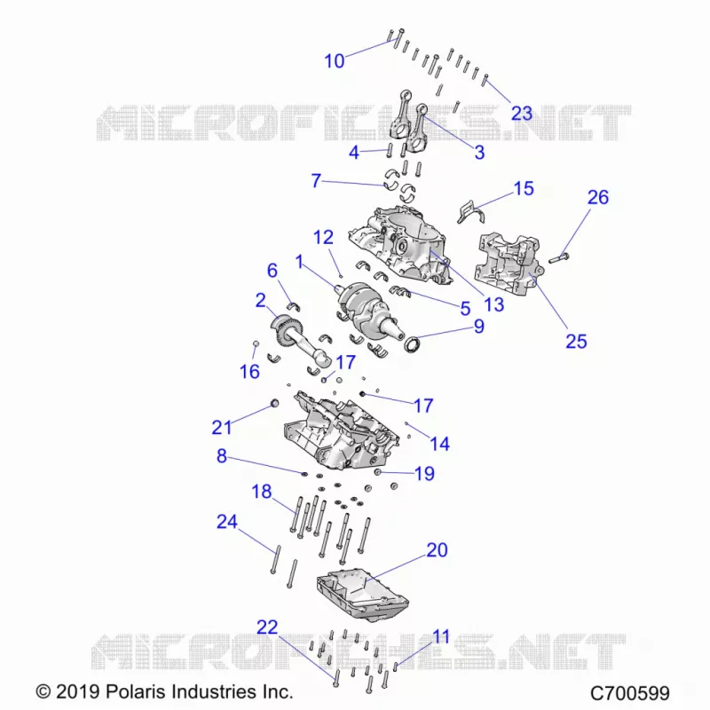 ENGINE, CRANKCASE AND VILEBREQUIN
