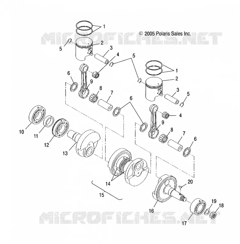 ENGINE, PISTON AND VILEBREQUIN