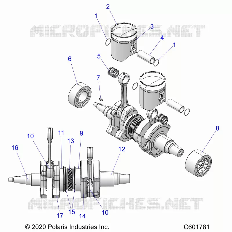 ENGINE, PISTON AND VILEBREQUIN