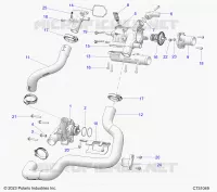 MOTEUR, COOLANT PUMP AND THERMOSTAT