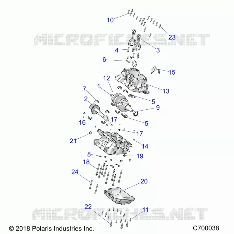 ENGINE, CRANKCASE AND VILEBREQUIN