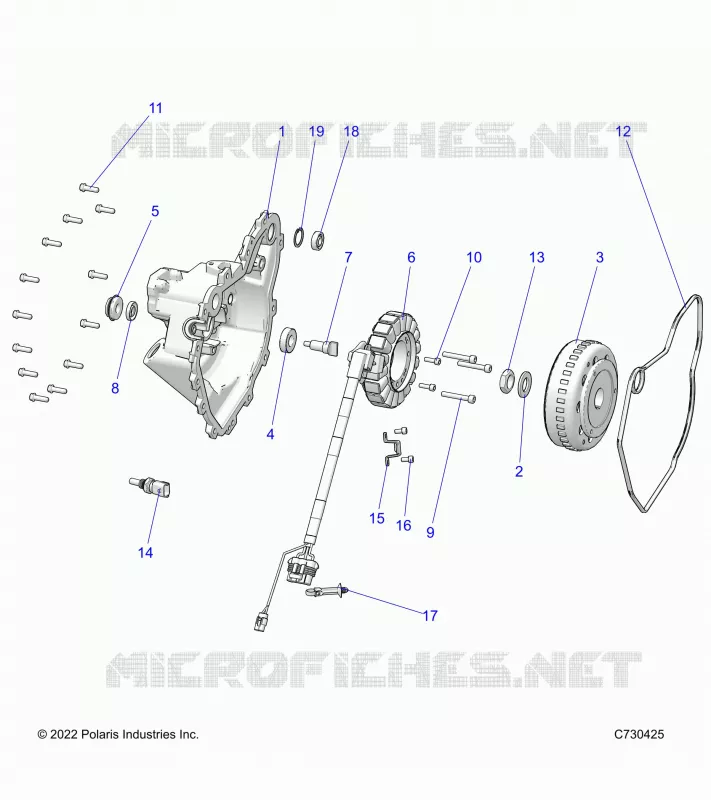 ENGINE, STATOR COVER AND FLYROUE