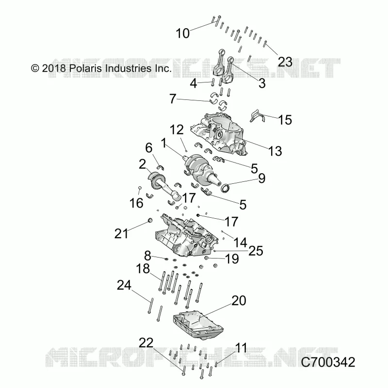 ENGINE, CRANKCASE AND VILEBREQUIN
