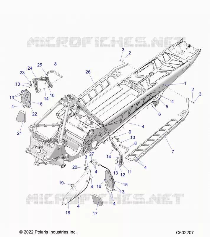 CHASSIS, PROTECTION D'EMBRAYAGE,  FOOTRESTS, AND RUNNING BOARDS