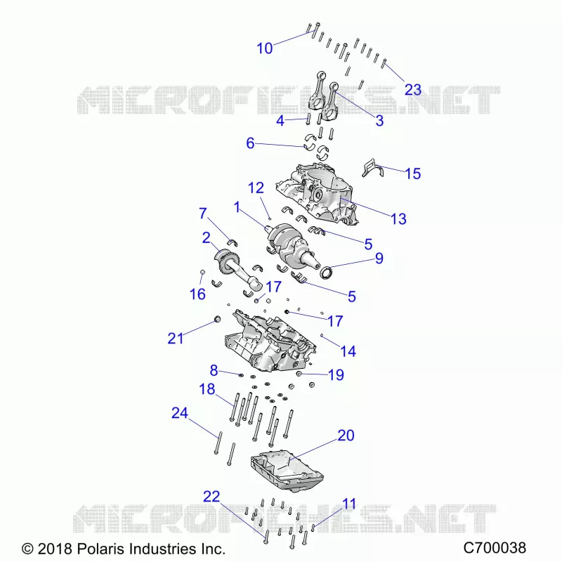 ENGINE, CRANKCASE AND VILEBREQUIN