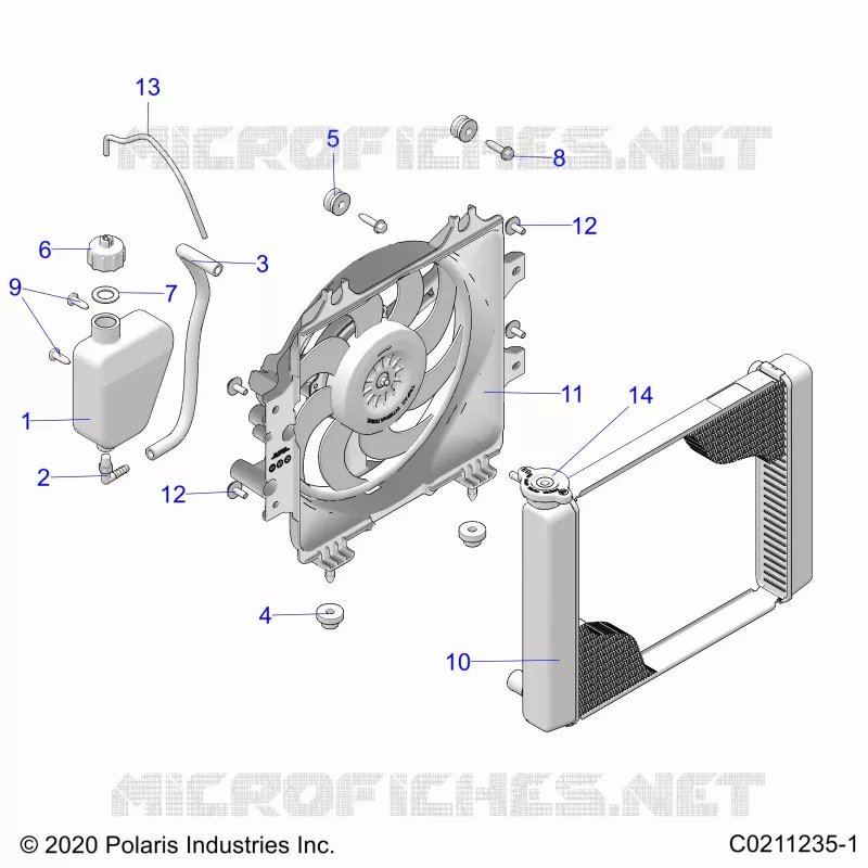 ENGINE, SYSTÃˆME DE REFROIDISSEMENT, RADIATOR, FAN & OVERFLOW BOTTLE