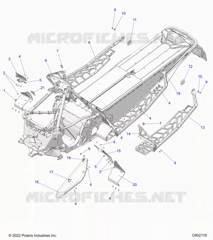 CHASSIS, PROTECTION D'EMBRAYAGE, FOOTRESTS, AND RUNNINGBOARDS