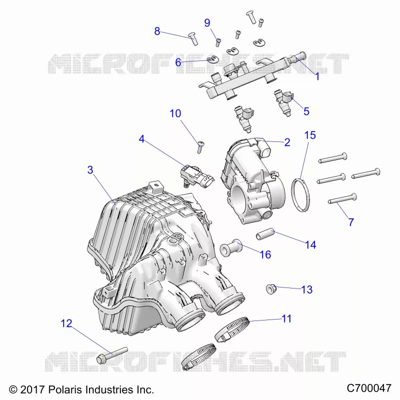 ENGINE, PRISE D'AIR MANIFOLD, THROTTLE BODY, FUEL RAIL