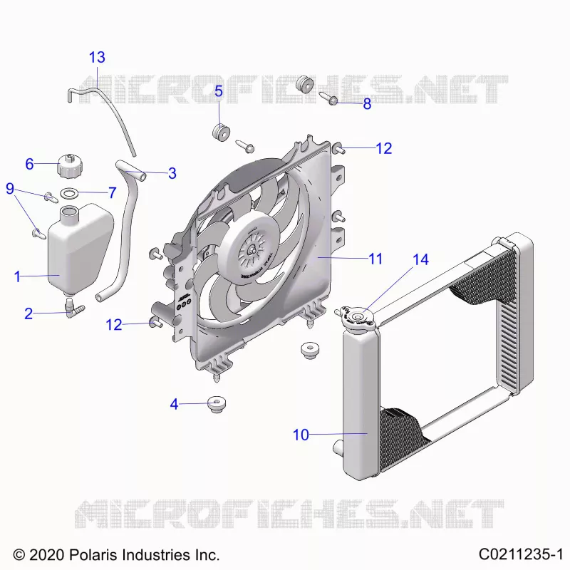 ENGINE, SYSTÃˆME DE REFROIDISSEMENT, RADIATOR, FAN & OVERFLOW BOTTLE