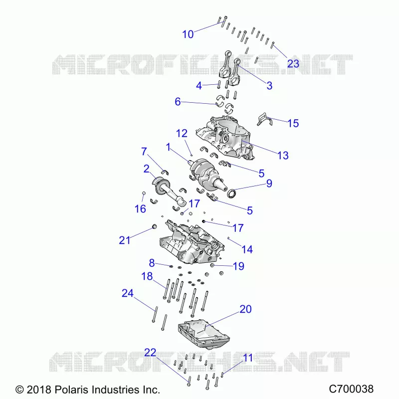 ENGINE, CRANKCASE AND VILEBREQUIN
