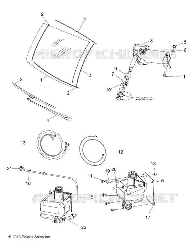 PARE BRISE, WIPER, WASHER KIT AND MOTOR
