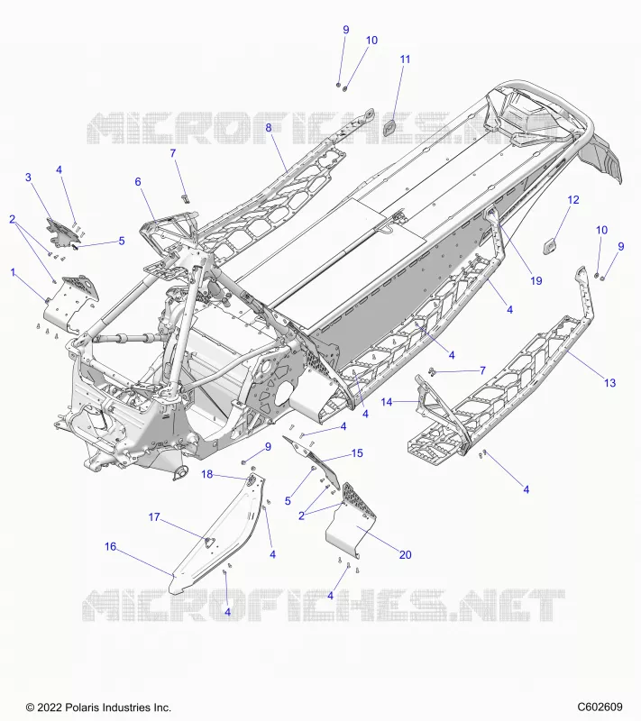 CHASSIS, PROTECTION D'EMBRAYAGE, FOOTRESTS, AND RUNNINGBOARDS