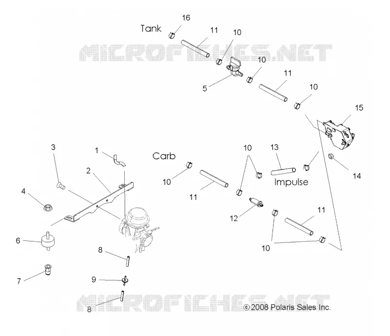 MOTEUR, CARBURATEUR MOUNTING AND CARBURANT LINES