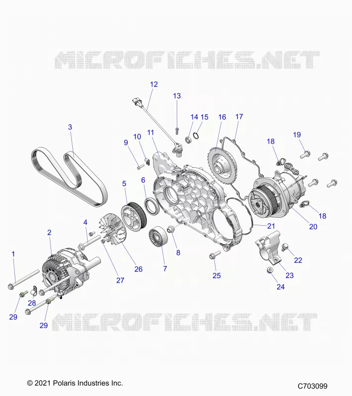 ENGINE, ALTERNATEUR AND COMPRESSOR
