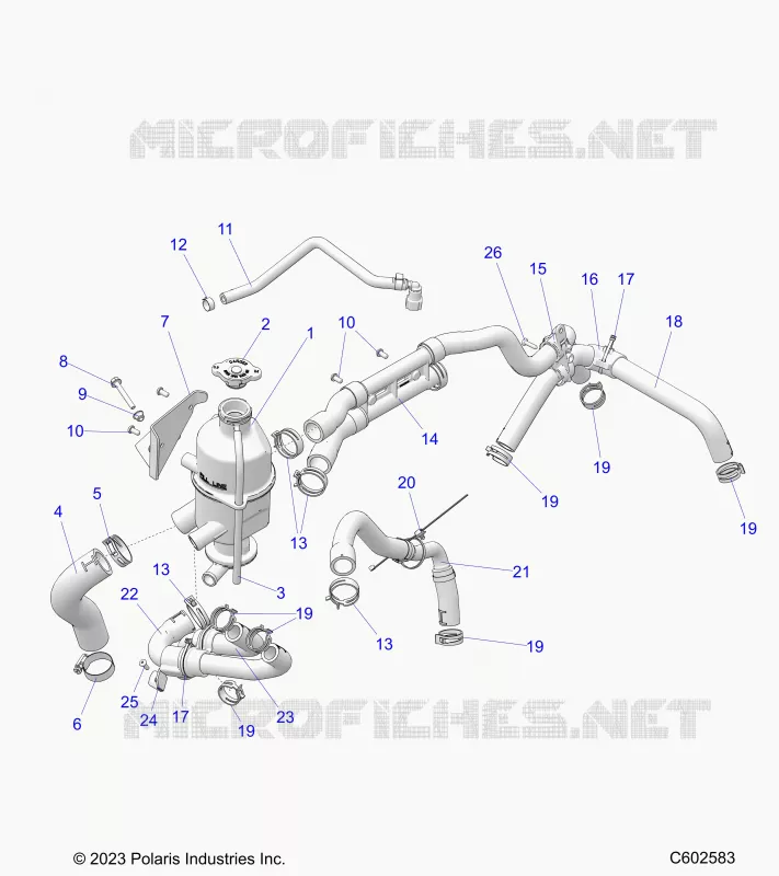 ENGINE, VASE D'EXPANSION AND HOSES