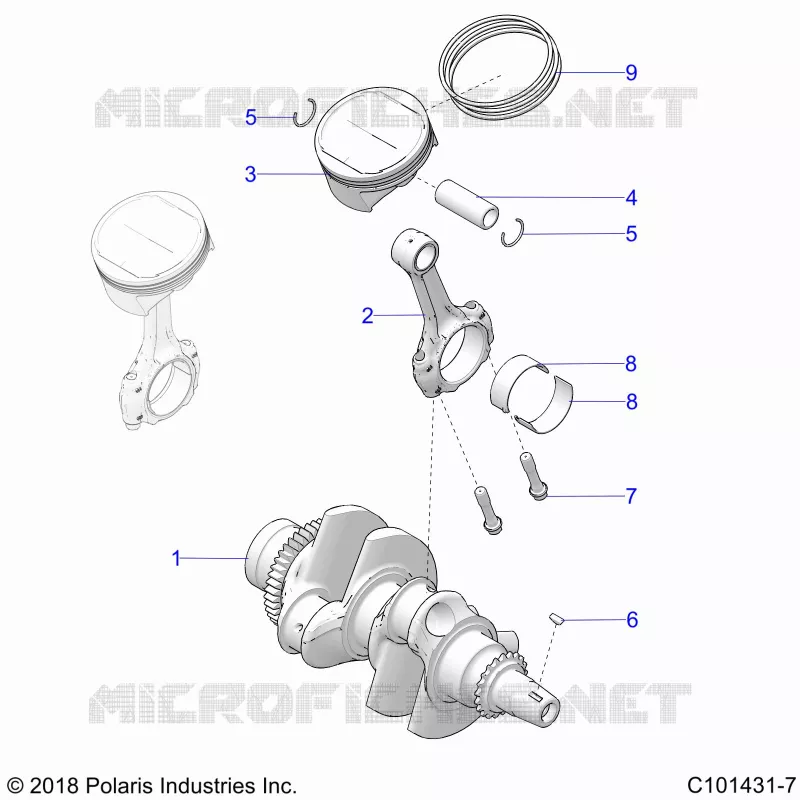 ENGINE, VILEBREQUIN AND PISTON