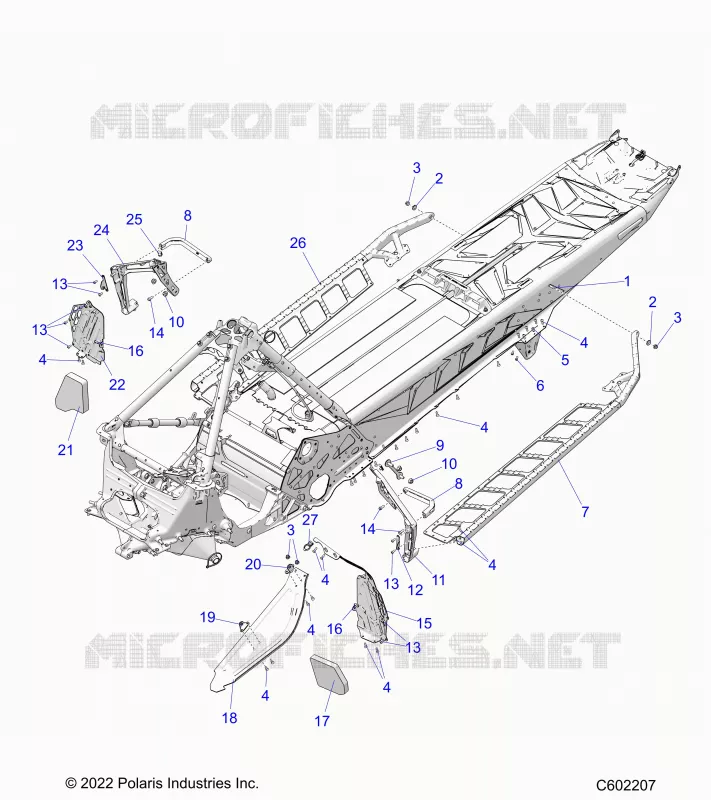 CHASSIS, PROTECTION D'EMBRAYAGE, FOOTRESTS, AND RUNNING BOARDS