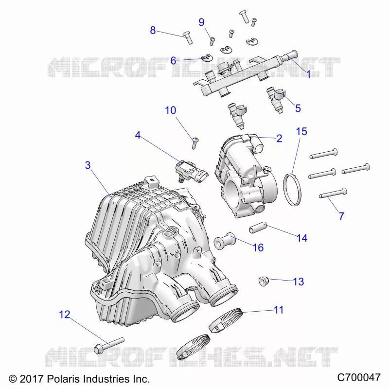 ENGINE, PRISE D'AIR MANIFOLD, THROTTLE BODY, FUEL RAIL