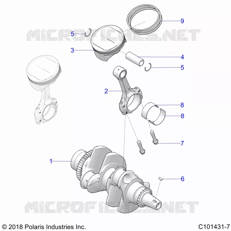 ENGINE, VILEBREQUIN AND PISTON