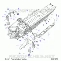 CHASSIS, PROTECTION D'EMBRAYAGE, FOOTRESTS, AND RUNNING BOARDS