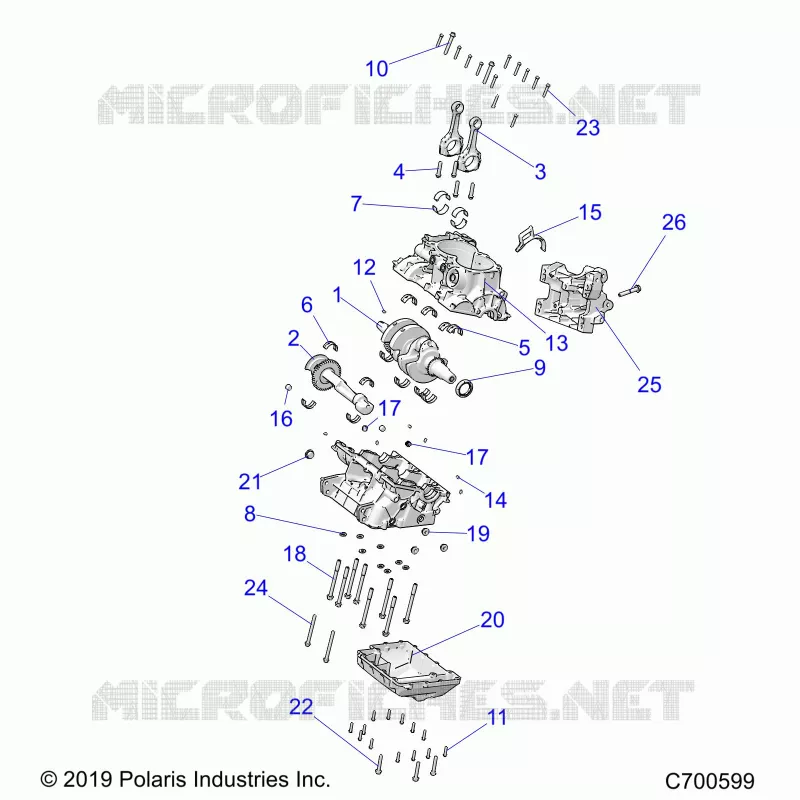 ENGINE, CRANKCASE AND VILEBREQUIN