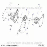 ENGINE, STATOR COVER AND FLYROUE