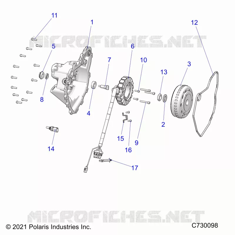 ENGINE, STATOR COVER AND FLYROUE
