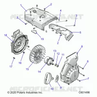 ENGINE, BLOWER HOUSING AND LANCEUR