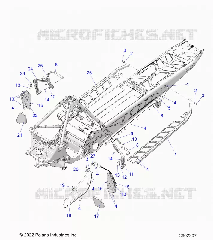 CHASSIS, PROTECTION D'EMBRAYAGE, FOOTRESTS, AND RUNNING BOARDS