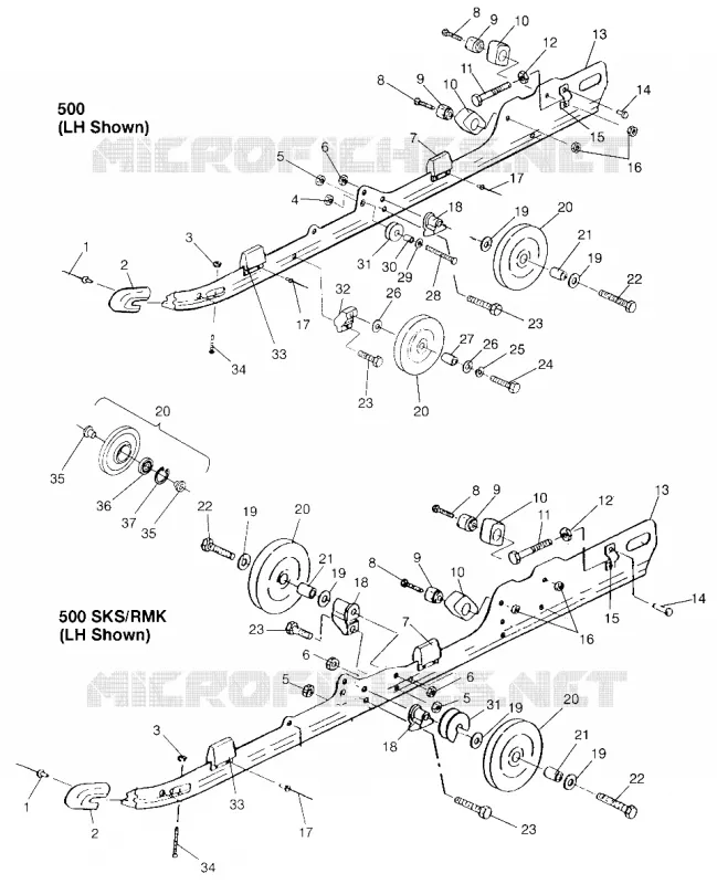 FIXATION RAIL (SUSPENSION) 500 0972764,  EUROPEAN 500 E972764, 500 SKS 0972 (4938393839C002)