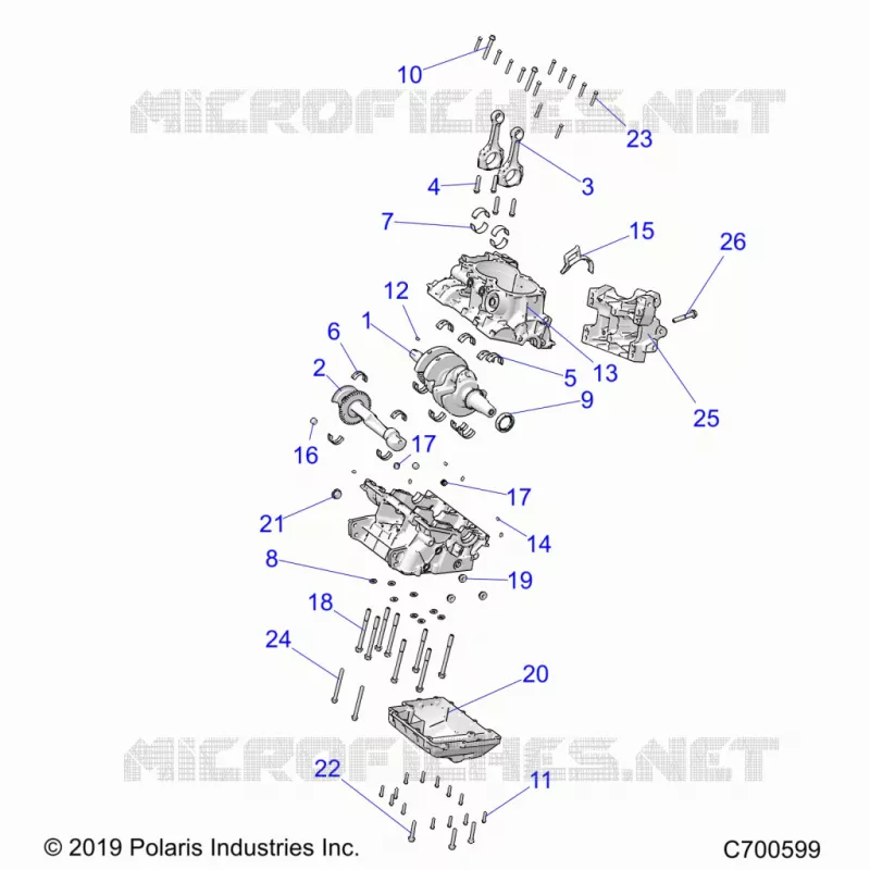 ENGINE, CRANKCASE AND VILEBREQUIN