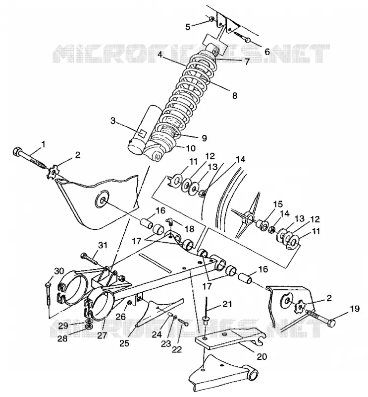 BRAS OSCILLANT ET AMORTISSEUR ARRIERE Scrambler W957840 (4927252725B014)