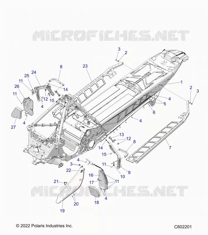CHASSIS, PROTECTION D'EMBRAYAGE, FOOTRESTS, AND RUNNING BOARDS