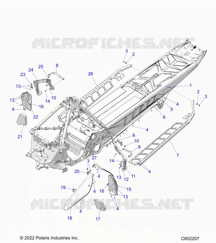 CHASSIS, PROTECTION D'EMBRAYAGE, FOOTRESTS, AND RUNNING BOARDS