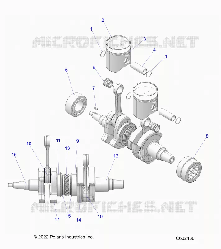 ENGINE, PISTON AND VILEBREQUIN