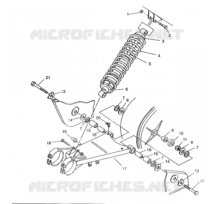BRAS OSCILLANT ET AMORTISSEUR ARRIERE 6x6 400L, SWEDISH S948740 and  NORWEGIAN N948740 (4926812681029A)