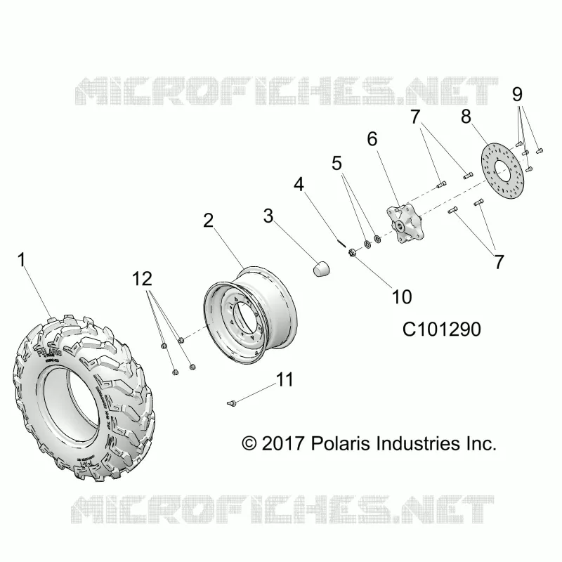 ROUES, FRONT TIRE AND BRAKE DISC