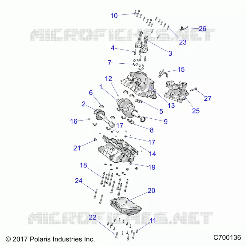 ENGINE, CRANKCASE AND VILEBREQUIN