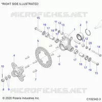 SUSPENSION ARRIERE HUB, CARRIER AND BRAKE DISC