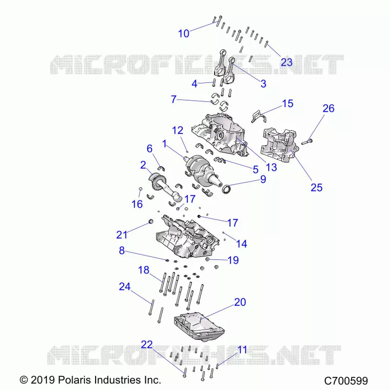 ENGINE, CRANKCASE AND VILEBREQUIN
