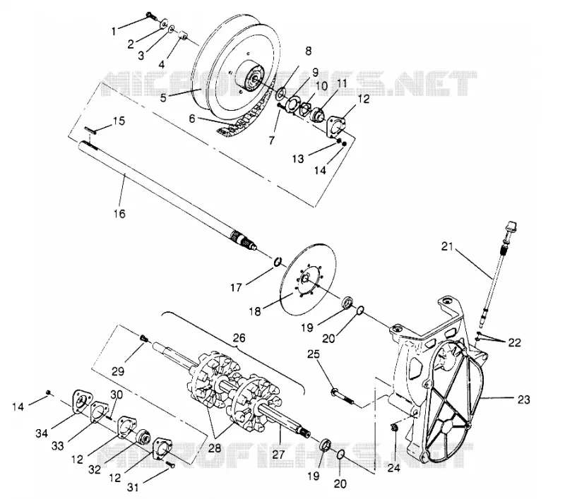 SYSTÈME DE TRANSMISSION ASSEMBLY 500 CARB 0962764, 500 CARB SKS 0962564,  500 CARB SKS (4931873187B012)