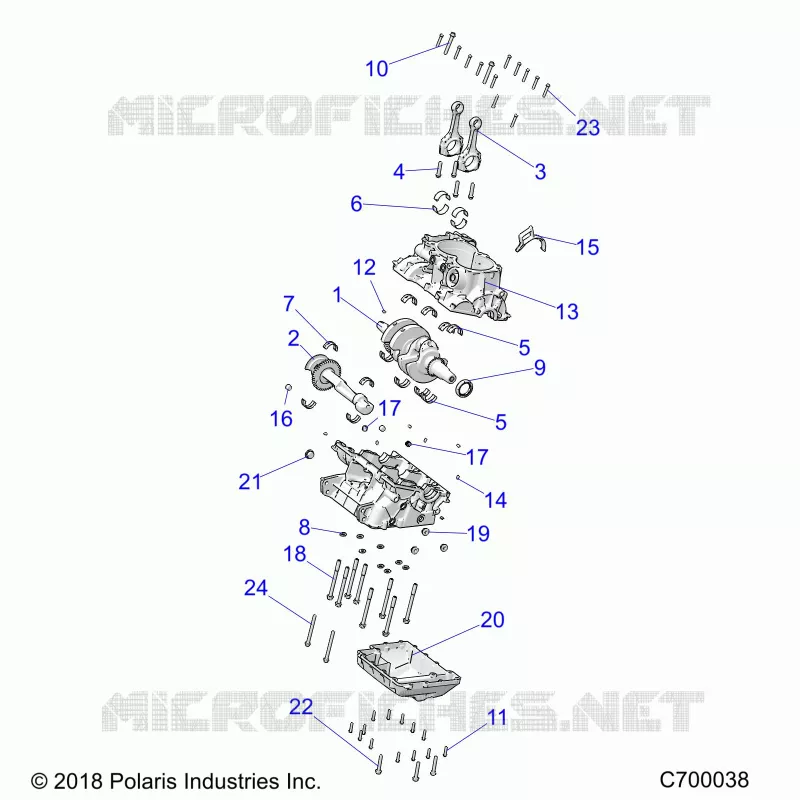 ENGINE, CRANKCASE AND VILEBREQUIN
