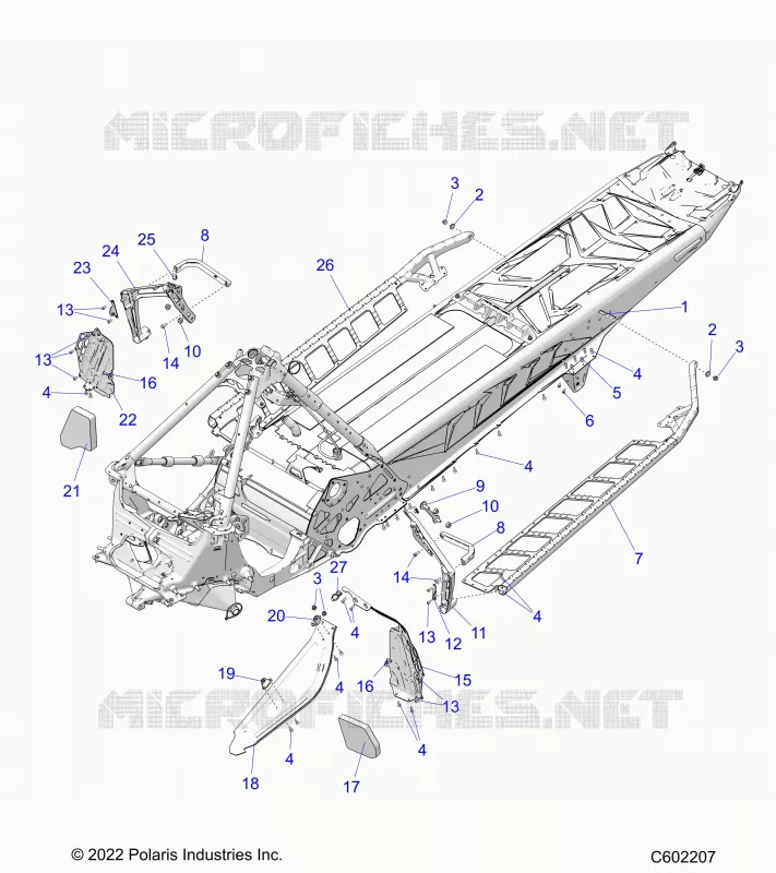 CHASSIS, PROTECTION D'EMBRAYAGE, FOOTRESTS, AND RUNNING BOARDS