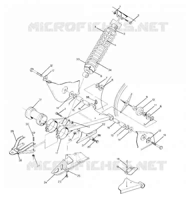 BRAS OSCILLANT WLD. / AMORTISSEUR ARRIERE ASSEMBLY 250 4x4 / W928127 (4922872287B013)