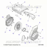 ENGINE, BLOWER HOUSING AND LANCEUR