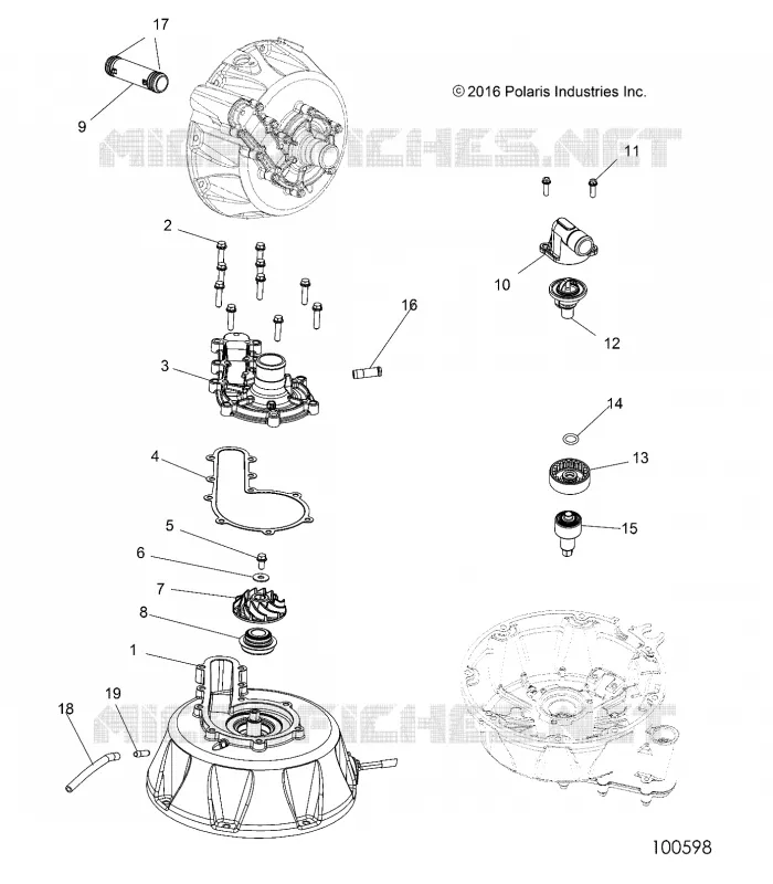 ENGINE, COOLING SYSTEM AND POMPE A EAU
